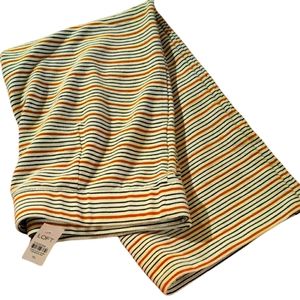 LOFT striped slit column pull on skirt | navy | cream | orange stripe | stretch